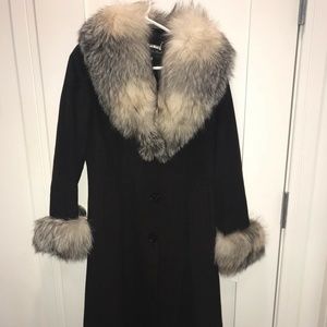 Belle Fare Brown Cashmere Coat Fox Collar & Cuffs